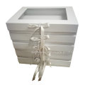 White Magnetic Paper Gift Box with Clear Window and Ribbon